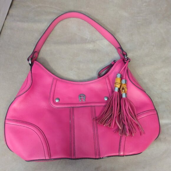 Etienne Aigner Smooth Leather Pink Hobo/Shoulder Bag Scottsdale Collection FLAWS - Picture 1 of 16